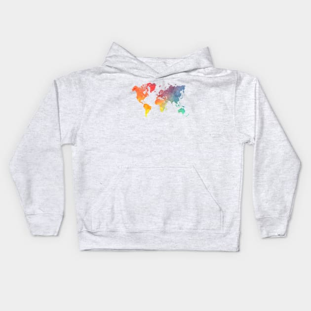 world map colored #map #worldmap Kids Hoodie by JBJart